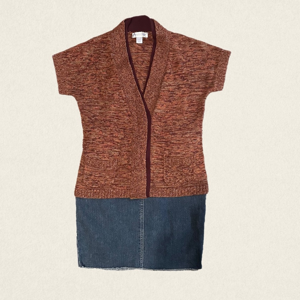 Christopher & Banks Knit Short Sleeve Cardigan with Snap Button Closure